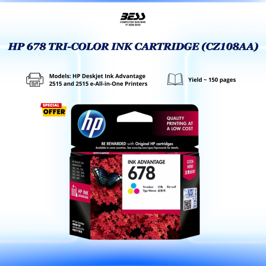 HP 678 TRI-COLOR INK CARTRIDGE