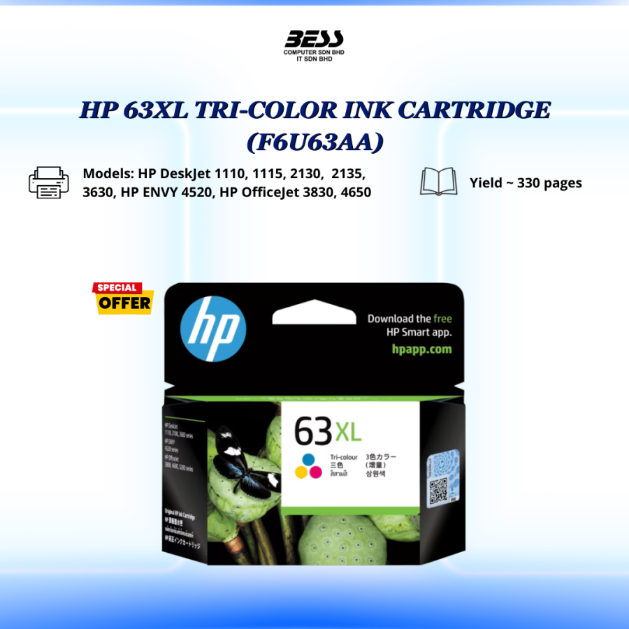 HP 63XL TRI-COLOR INK CARTRIDGE
