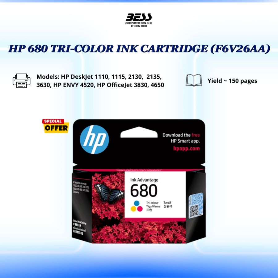 HP 680 (TRI-COLOR/BLACK) INK CARTRIDGE