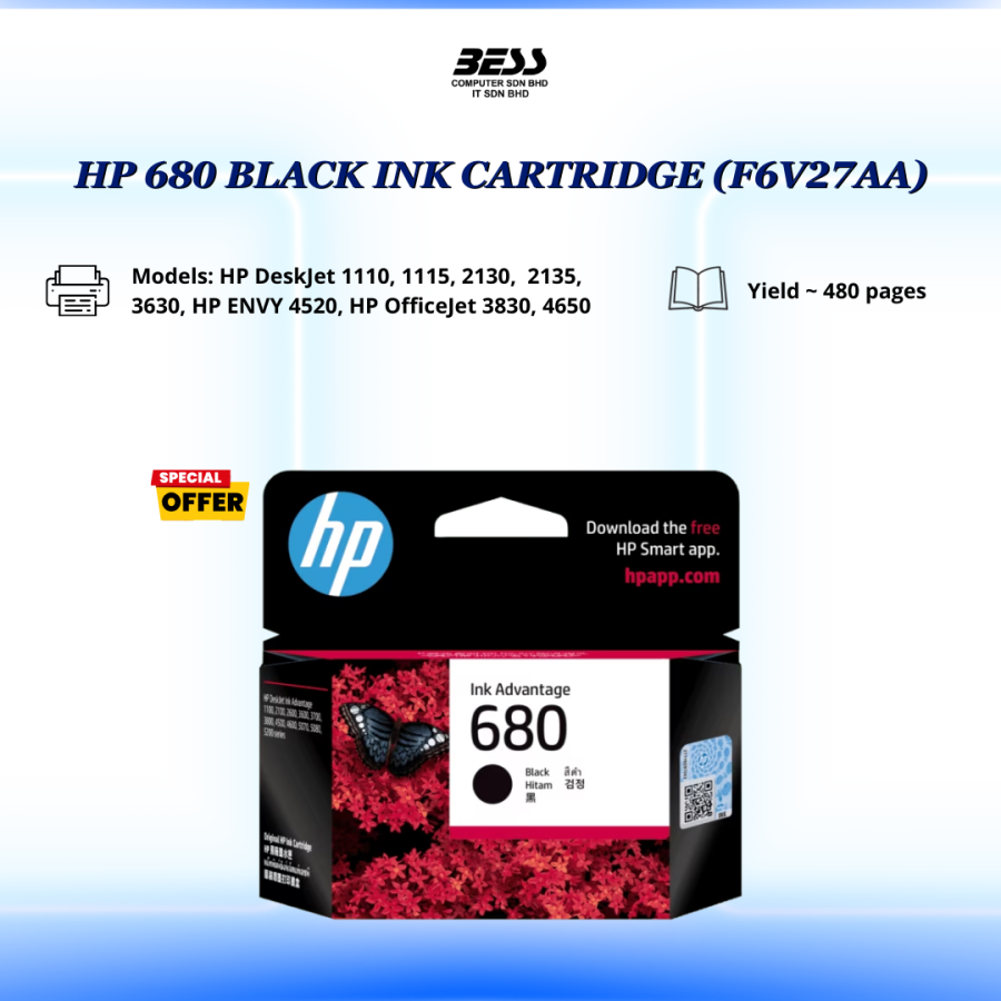 HP 680 (TRI-COLOR/BLACK) INK CARTRIDGE