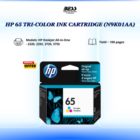 HP 65 (TRI-COLOR/BLACK) INK CARTRIDGE