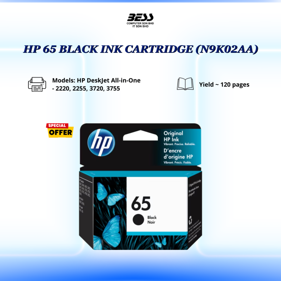 HP 65 (TRI-COLOR/BLACK) INK CARTRIDGE