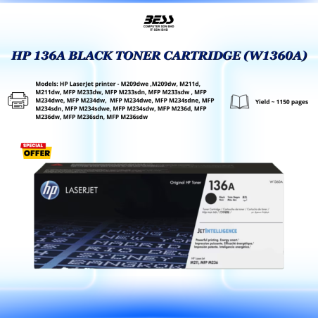 HP 136A BLACK TONER CARTRIDGE
