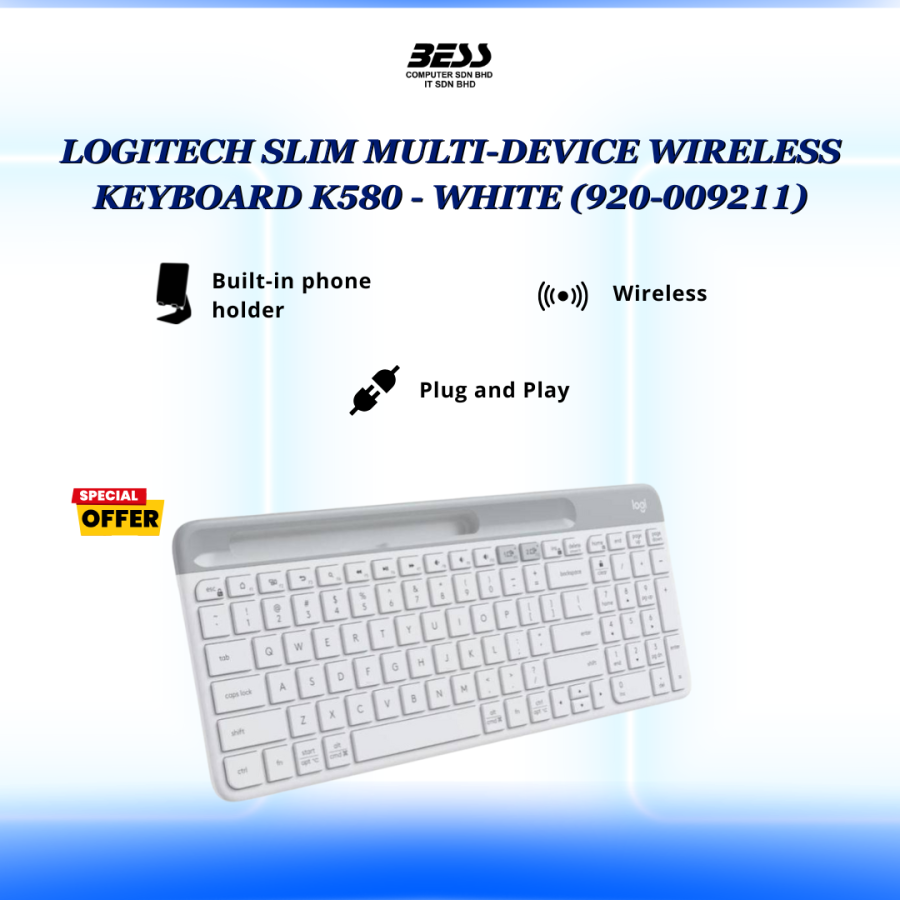 LOGITECH SLIM MULTI-DEVICE WIRELESS KEYBOARD K580 - GRAPHITE/WHITE/PINK
