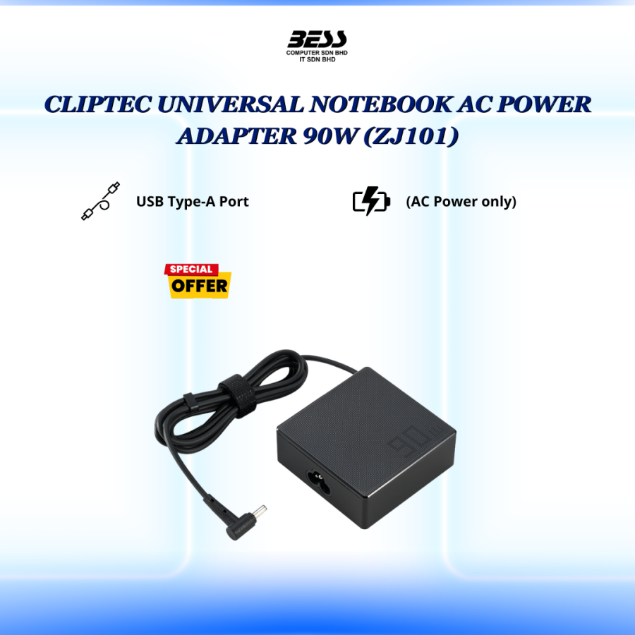 CLIPTEC UNIVERSAL NOTEBOOK AC POWER ADAPTER 90W (ZJ101)
