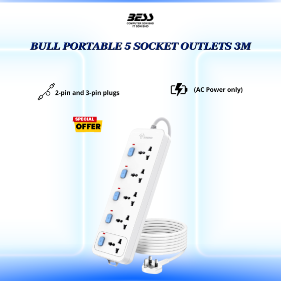 BULL PORTABLE 5 SOCKET OUTLETS 3M
