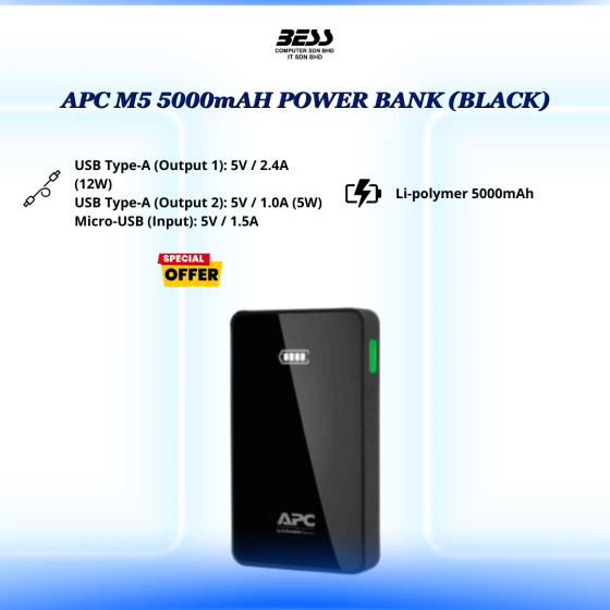 APC M5 5000mAH POWER BANK (BLACK)