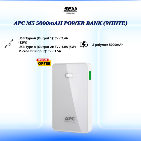 APC M5 5000mAH POWER BANK (WHITE)
