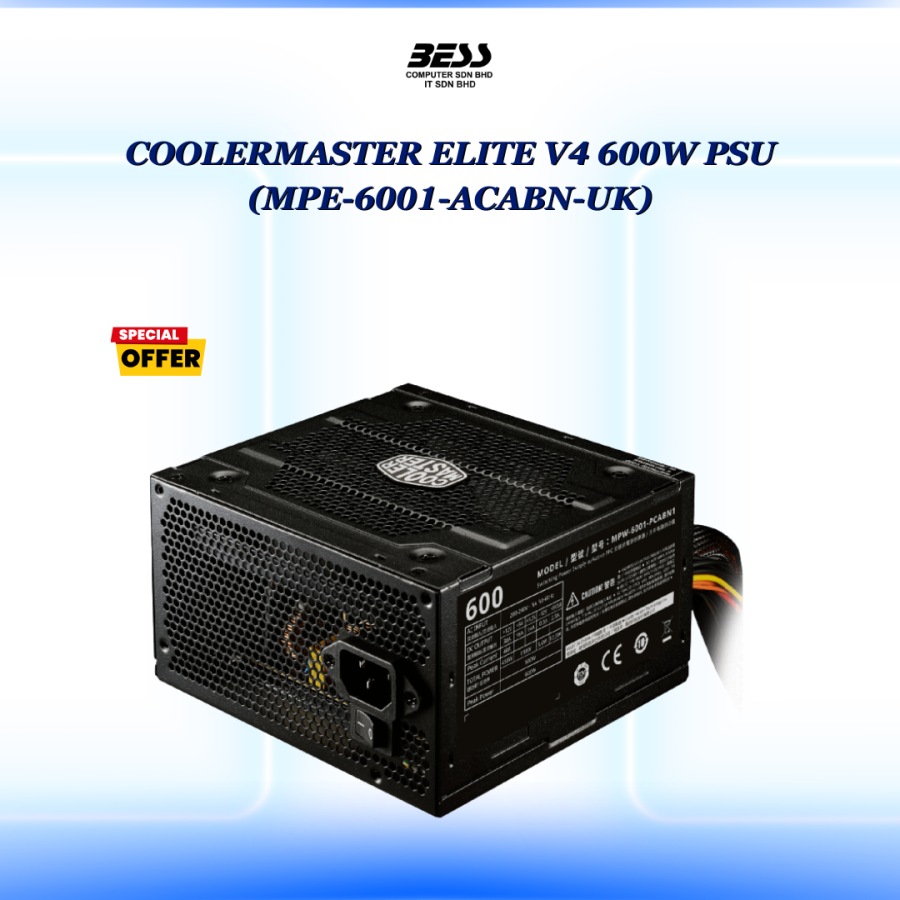 COOLERMASTER ELITE V4 600W PSU (MPE-6001-ACABN-UK)
