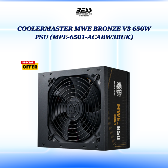 COOLERMASTER MWE BRONZE V3 650W PSU (MPE-6501-ACABW3BUK)