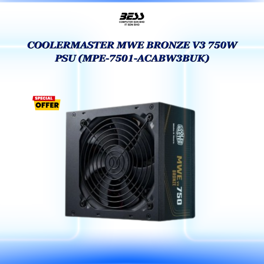 COOLERMASTER MWE BRONZE V3 750W PSU (MPE-7501-ACABW3BUK)