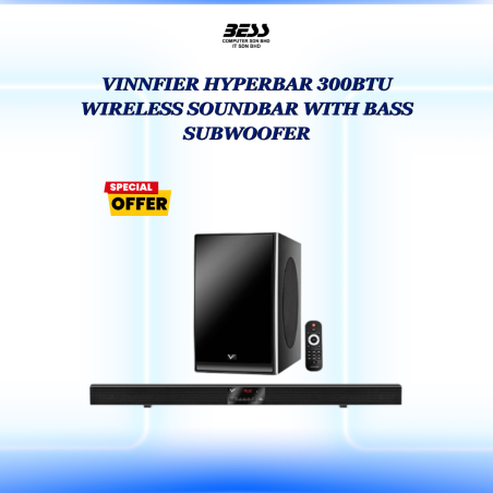 VINNFIER HYPERBAR 300BTU WIRELESS SOUNDBAR WITH BASS SUBWOOFER