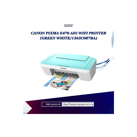 CANON PIXMA E470 AIO WIFI PRINTER (GREEN WHITE/1365C087BA)