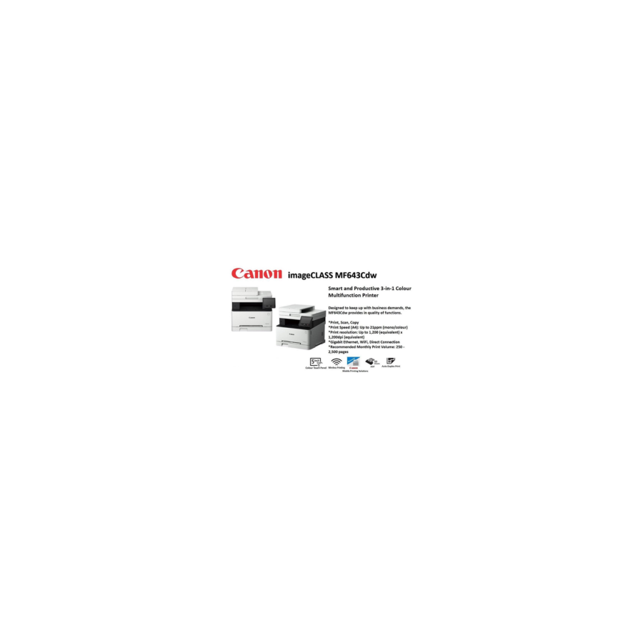 CANON IMAGECLASS MF643Cdw LASER COLOR AIO PRINTER (3102C010AA)