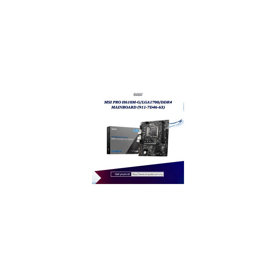 MSI PRO H610M-G/LGA1700/DDR4 MAINBOARD (911-7D46-63)