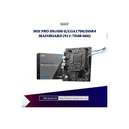 MSI PRO H610M-E/LGA1700/DDR4 MAINBOARD (911-7D48-060)