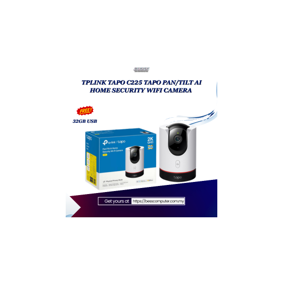 TPLINK TAPO C225 TAPO PAN/TILT AI HOME SECURITY WIFI CAMERA