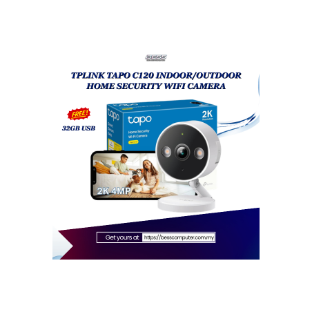 TPLINK TAPO C120 INDOOR/OUTDOOR HOME SECURITY WIFI CAMERA