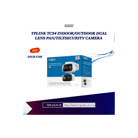 TPLINK TC34 INDOOR/OUTDOOR DUAL LENS PAN/TILTSECURITY CAMERA