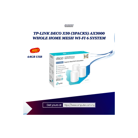 TP-LINK DECO X50 (3PACKS) AX3000 WHOLE HOME MESH WI-FI 6 SYSTEM