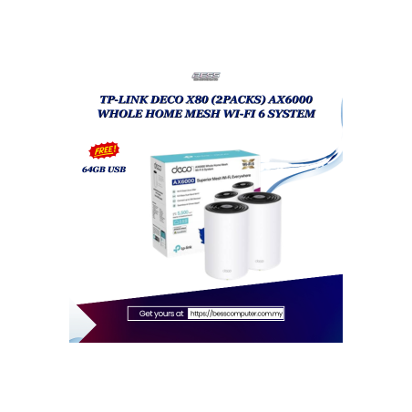 TP-LINK DECO X80 (2PACKS) AX6000 WHOLE HOME MESH WI-FI 6 SYSTEM