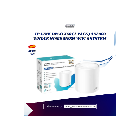 TP-LINK DECO X50 (1-PACK) AX3000 WHOLE HOME MESH WIFI 6 SYSTEM