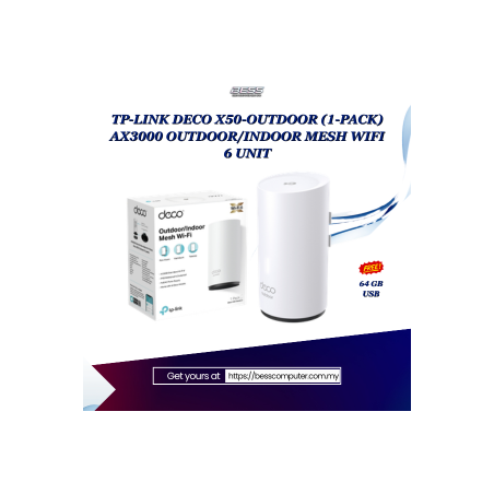 TP-LINK DECO X50-OUTDOOR (1-PACK) AX3000 OUTDOOR/INDOOR MESH WIFI 6 UNIT
