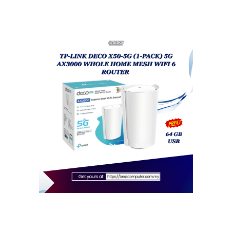 TP-LINK DECO X50-5G (1-PACK) 5G AX3000 WHOLE HOME MESH WIFI 6 ROUTER