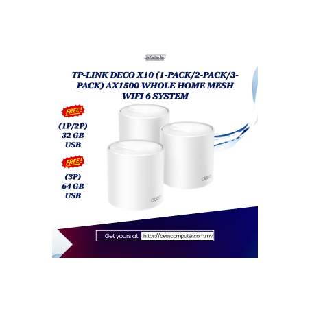 TP-LINK DECO X10 (1-PACK/2-PACK/3-PACK) AX1500 WHOLE HOME MESH WIFI 6 SYSTEM