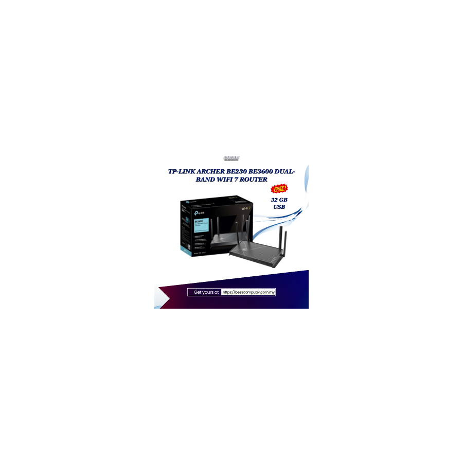 TP-LINK ARCHER BE230 BE3600 DUAL-BAND WIFI 7 ROUTER