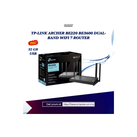TP-LINK ARCHER BE220 BE3600 DUAL-BAND WIFI 7 ROUTER