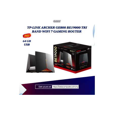 TP-LINK ARCHER GE800 BE19000 TRI BAND WIFI 7 GAMING ROUTER