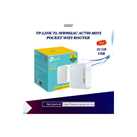 TP-LINK TL-WR902AC AC750 MINI POCKET WIFI ROUTER