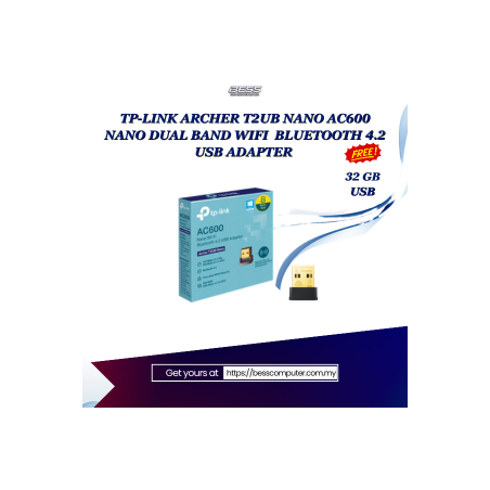 TP-LINK ARCHER T2UB NANO AC600 NANO DUAL BAND WIFI  BLUETOOTH 4.2 USB ADAPTER