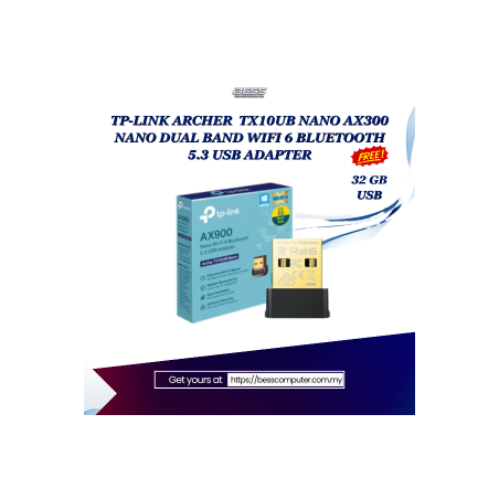 TP-LINK ARCHER  TX10UB NANO AX300 NANO DUAL BAND WIFI 6 BLUETOOTH 5.3 USB ADAPTER
