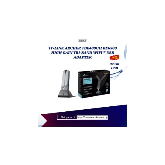 TP-LINK ARCHER TBE400UH BE6500 HIGH GAIN TRI-BAND WIFI 7 USB ADAPTER