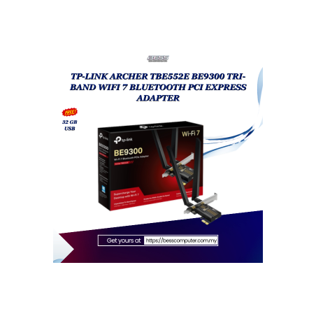 TP-LINK ARCHER TBE552E BE9300 TRI-BAND WIFI 7 BLUETOOTH PCI EXPRESS ADAPTER