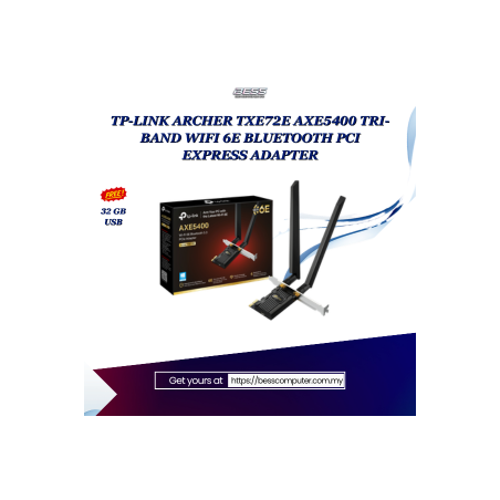 TP-LINK ARCHER TXE72E AXE5400 TRI-BAND WIFI 6E BLUETOOTH PCI EXPRESS ADAPTER