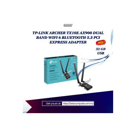 TP-LINK ARCHER TX10E AX900 DUAL BAND WIFI 6 BLUETOOTH 5.3 PCI EXPRESS ADAPTER