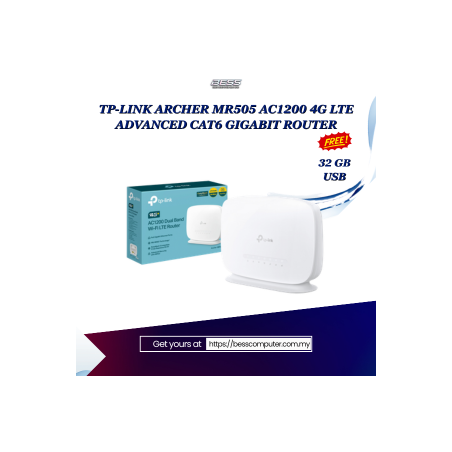 TP-LINK ARCHER MR505 AC1200 4G LTE ADVANCED CAT6 GIGABIT ROUTER