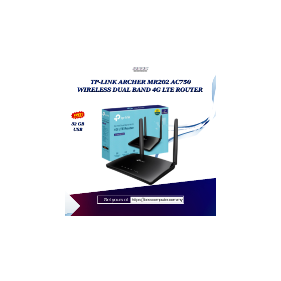 TP-LINK ARCHER MR202 AC750 WIRELESS DUAL BAND 4G LTE ROUTER