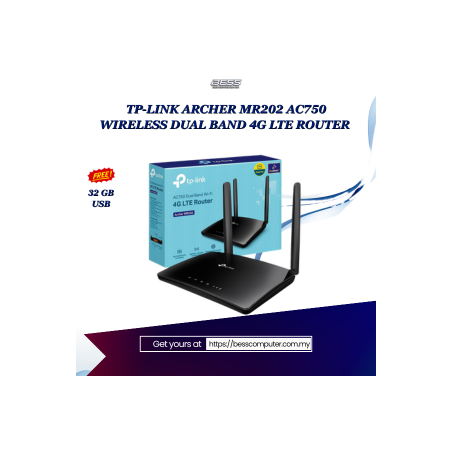 TP-LINK ARCHER MR202 AC750 WIRELESS DUAL BAND 4G LTE ROUTER