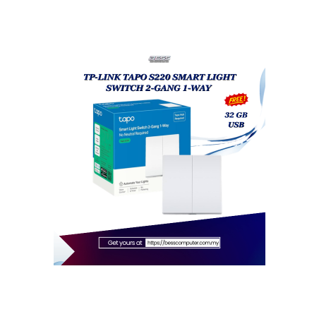 TP-LINK TAPO S220 SMART LIGHT SWITCH 2-GANG 1-WAY
