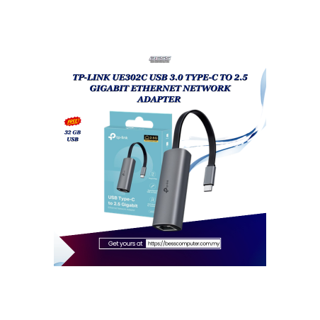 TP-LINK UE302C USB 3.0 TYPE-C TO 2.5 GIGABIT ETHERNET NETWORK ADAPTER