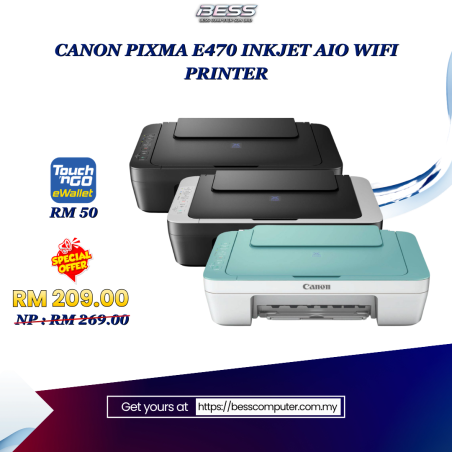 CANON PIXMA E470 INKJET AIO WIFI PRINTER