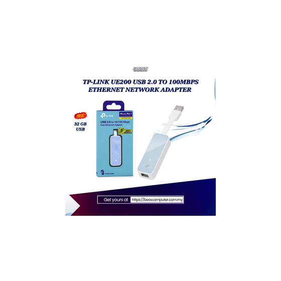 TP-LINK UE200 USB 2.0 TO 100MBPS ETHERNET NETWORK ADAPTER