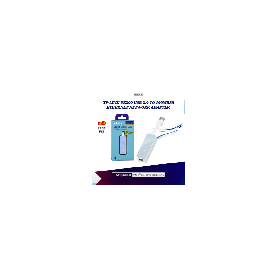TP-LINK UE200 USB 2.0 TO 100MBPS ETHERNET NETWORK ADAPTER