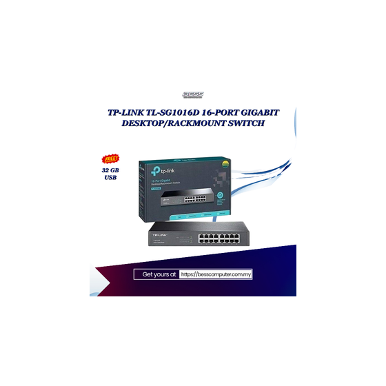 TP-LINK TL-SG1016D 16-PORT GIGABIT DESKTOP/RACKMOUNT SWITCH
