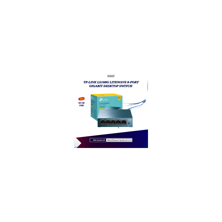 TP-LINK LS108G LITEWAVE 8-PORT GIGABIT DESKTOP SWITCH