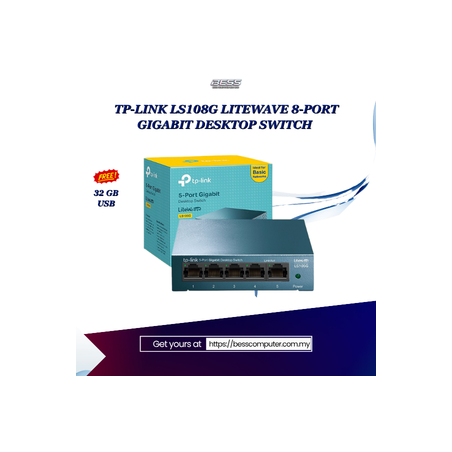 TP-LINK LS108G LITEWAVE 8-PORT GIGABIT DESKTOP SWITCH